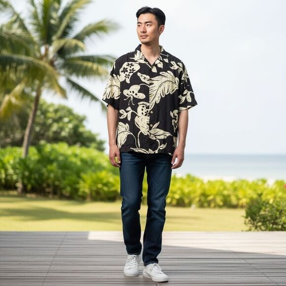 Vintage Jams World Hawaiian Shirt Rayon Tropical Art All Over Print | XL - Picture 1 of 9